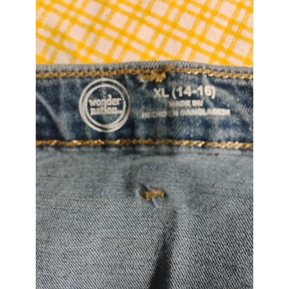 Wonder Nation Blue Button Front Denim Skirt Girls XL 14-16